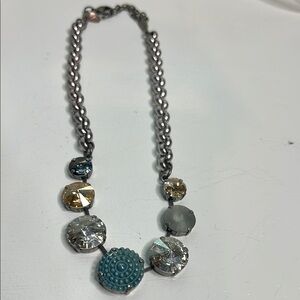 Sabika Silver and Blue Necklace with Asymmetrical Pendants